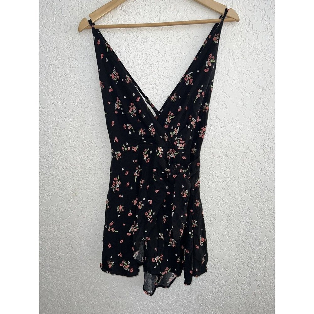 Free People Black Floral V-Neck Mini Dress